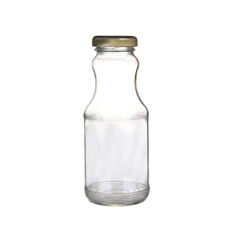 265MI juice bottle custom logo wholesale glass bottles with tin lids