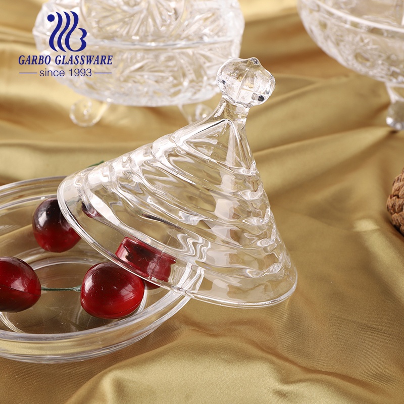 27 years glassware factory in stock multifunctional glass candy jars with lid and stand for snacks nuts cookie storage serving