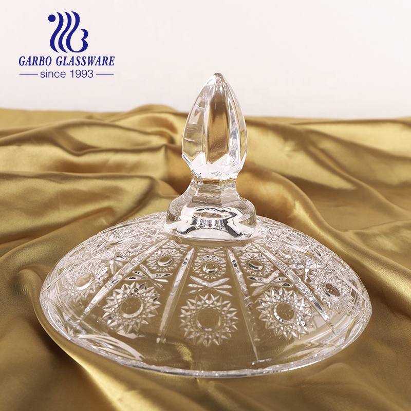 27 years glassware factory in stock multifunctional glass candy jars with lid and stand for snacks nuts cookie storage serving