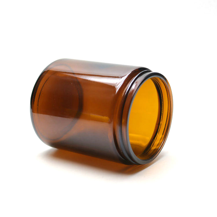 270 ml Amber Round Glass Jar with Black Metal Lid