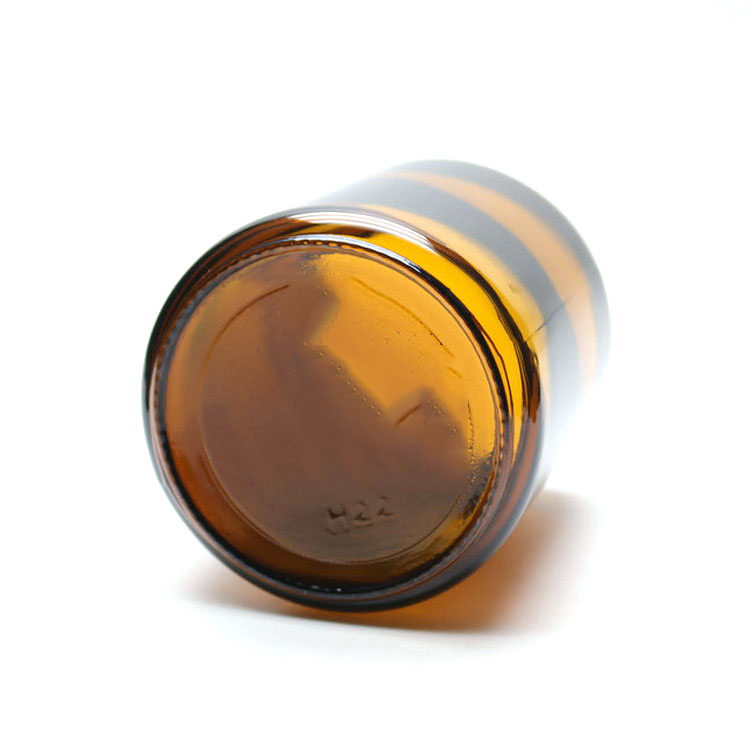 270 ml Amber Round Glass Jar with Black Metal Lid