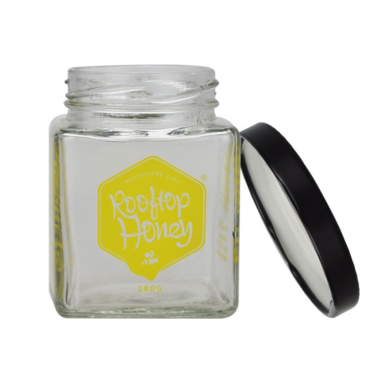 280g square glass honey jars