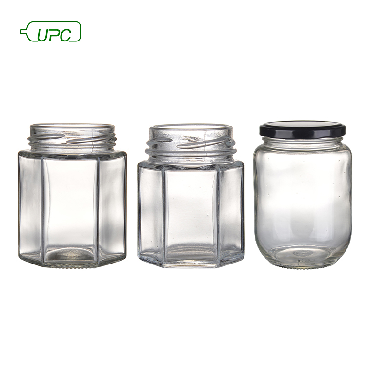 280ml 380ml 480ml 580ml OEM recycled empty clear square honey food glass jam jar bottle