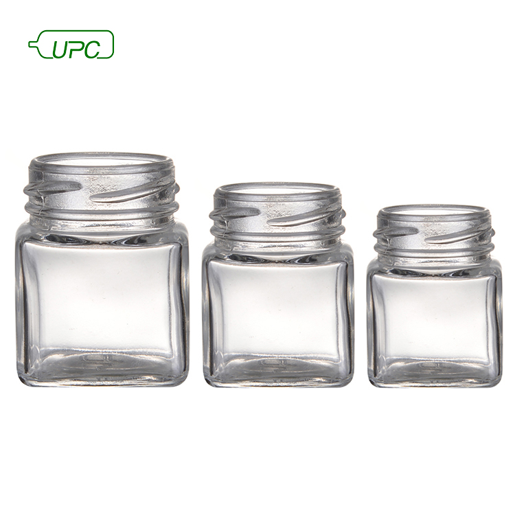 280ml 380ml 480ml 580ml OEM recycled empty clear square honey food glass jam jar bottle