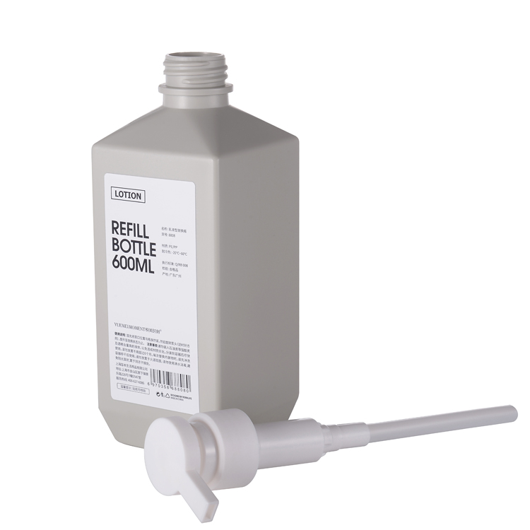 280ml 600ml white Shampoo bottle HDPE plastic cosmetic lotion bottle with pressed pump square shaped lotion refillable bott