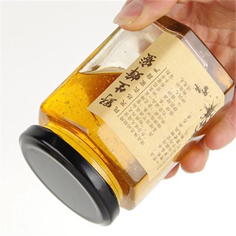 280ml 9oz Premium quality hexagonal glass jam jar with metal lid online selling