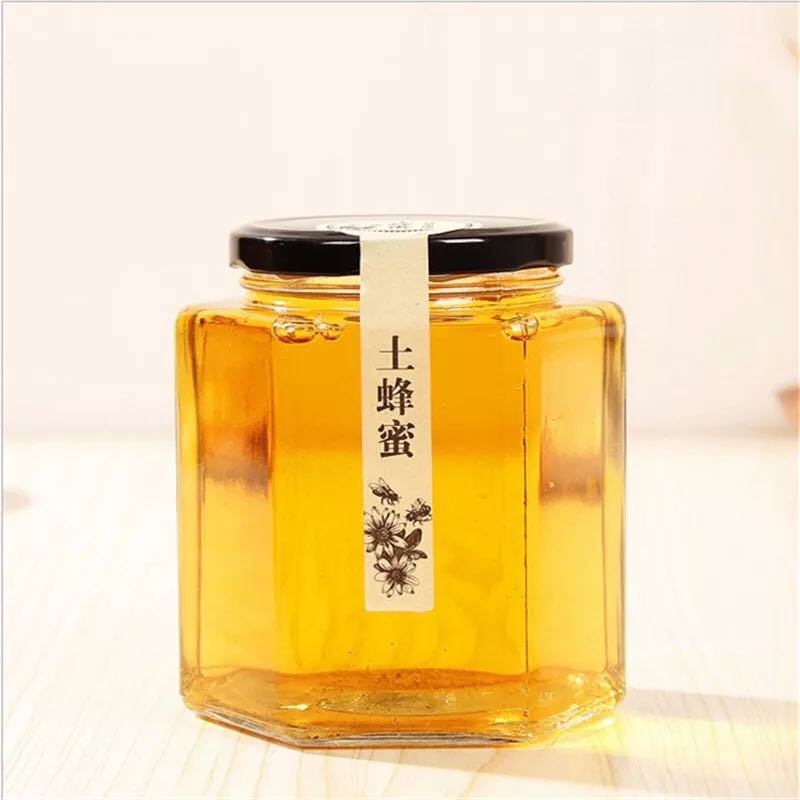 280ml 9oz Premium quality hexagonal glass jam jar with metal lid online selling