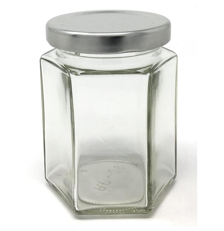 280ml 9oz hexagon honey glass jars with gold lids