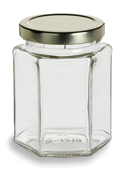 280ml 9oz hexagon honey glass jars with gold lids