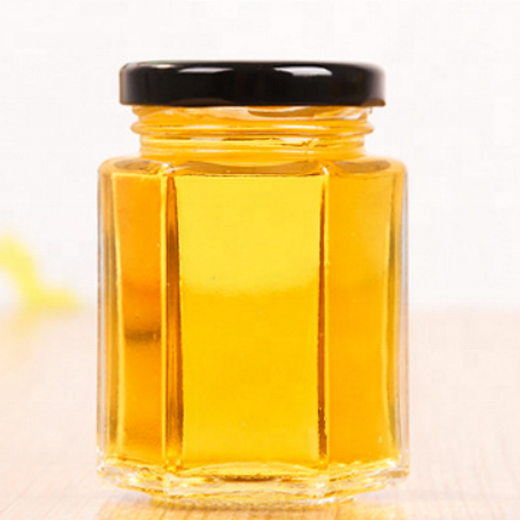 280ml Pickles Honey Jam Hexagonal Wide Mouth Clear Glass Jar With Lug Lid