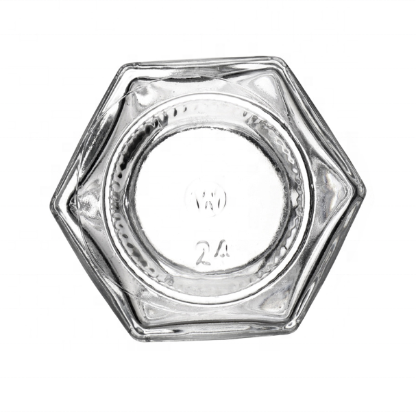 280ml Pickles Honey Jam Hexagonal Wide Mouth Clear Glass Jar With Lug Lid