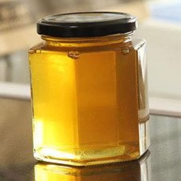 280ml Wholesale Food Packaging Hex Honey Glass Jar With Black Lid