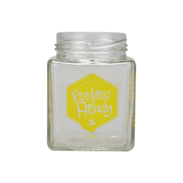 280ml square glass jars and bottles food grade honey bee glass jars bamboo lid