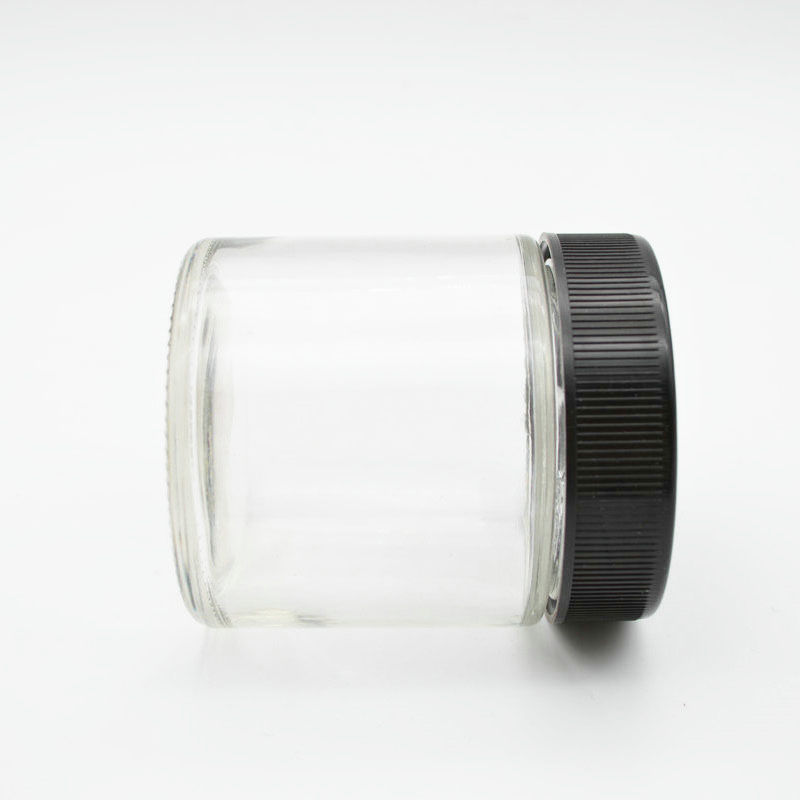 285ml clear glass jar for jam and pickle beans Flour and Sugar with black childproof lid