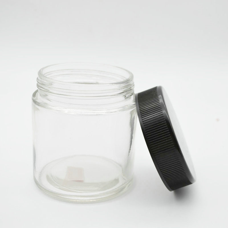 285ml clear glass jar for jam and pickle beans Flour and Sugar with black childproof lid