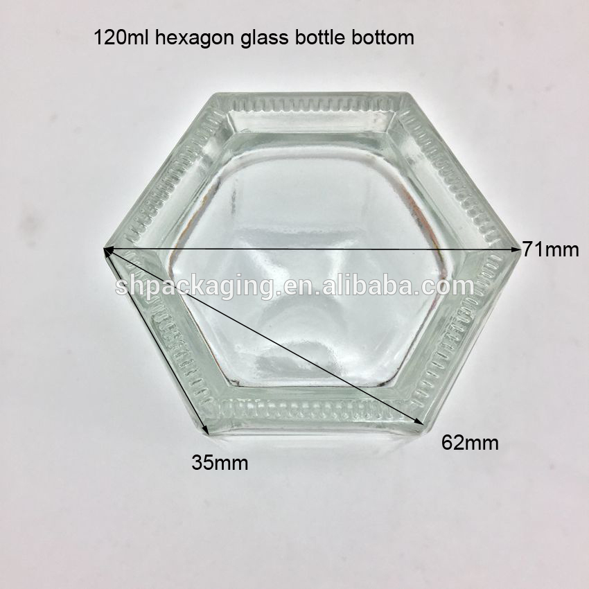 28mm aluminum cap empty hexagon decorative glass bottle reed diffuser 100ml essential oil difuser bottles