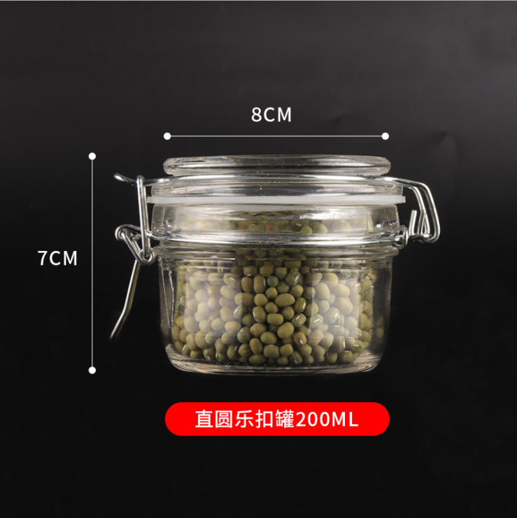 28oz 200ml decorate empty reusable kitchen air tight clear glass food storage container set wholesale in bulk round with lids