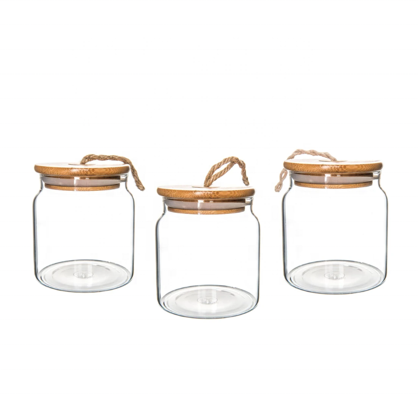 2L/4L Large pantry bathroom and laundry glass jar with bamboo lid