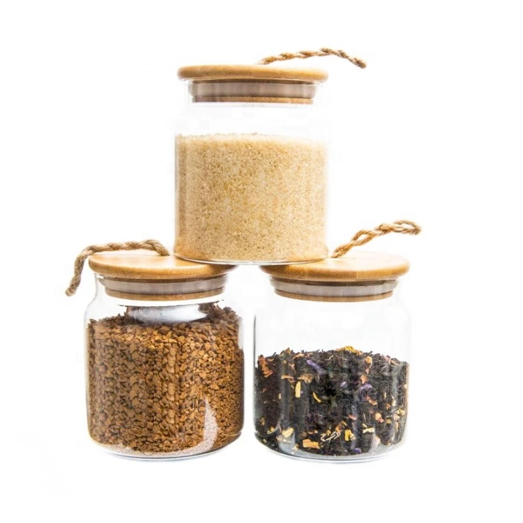 2L/4L Large pantry bathroom and laundry glass jar with bamboo lid