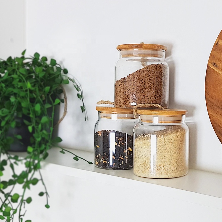 2L/4L Large pantry bathroom and laundry glass jar with bamboo lid