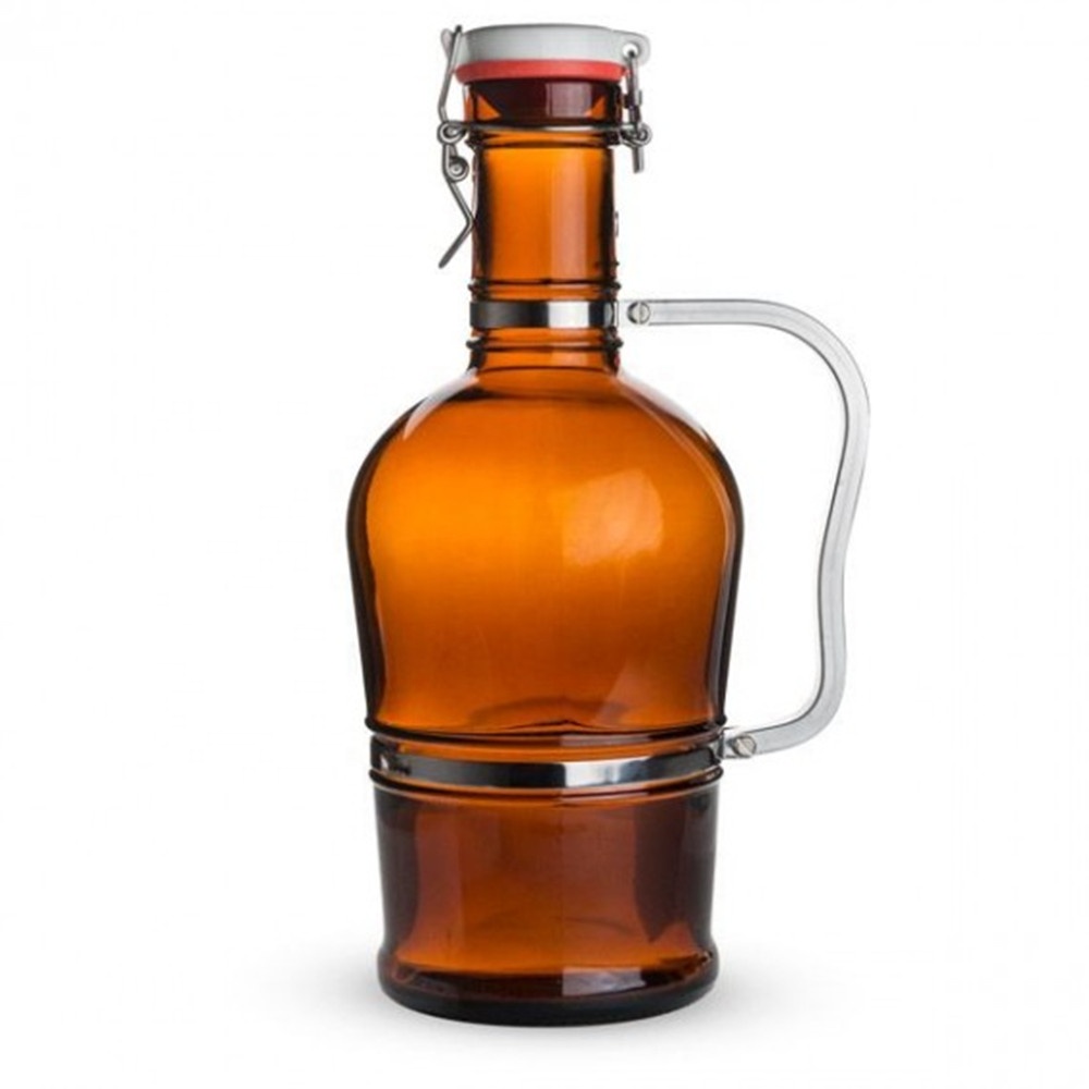 2L amber beer growler