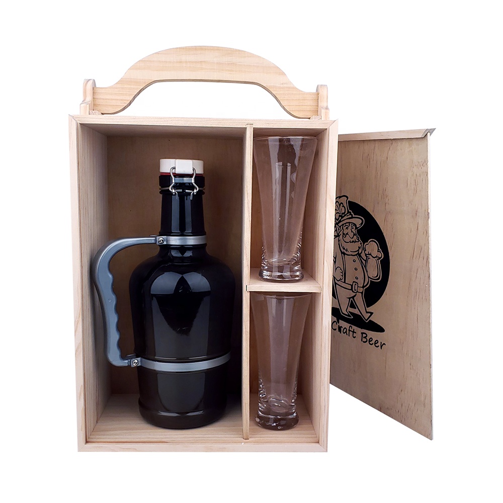 2L amber beer growler