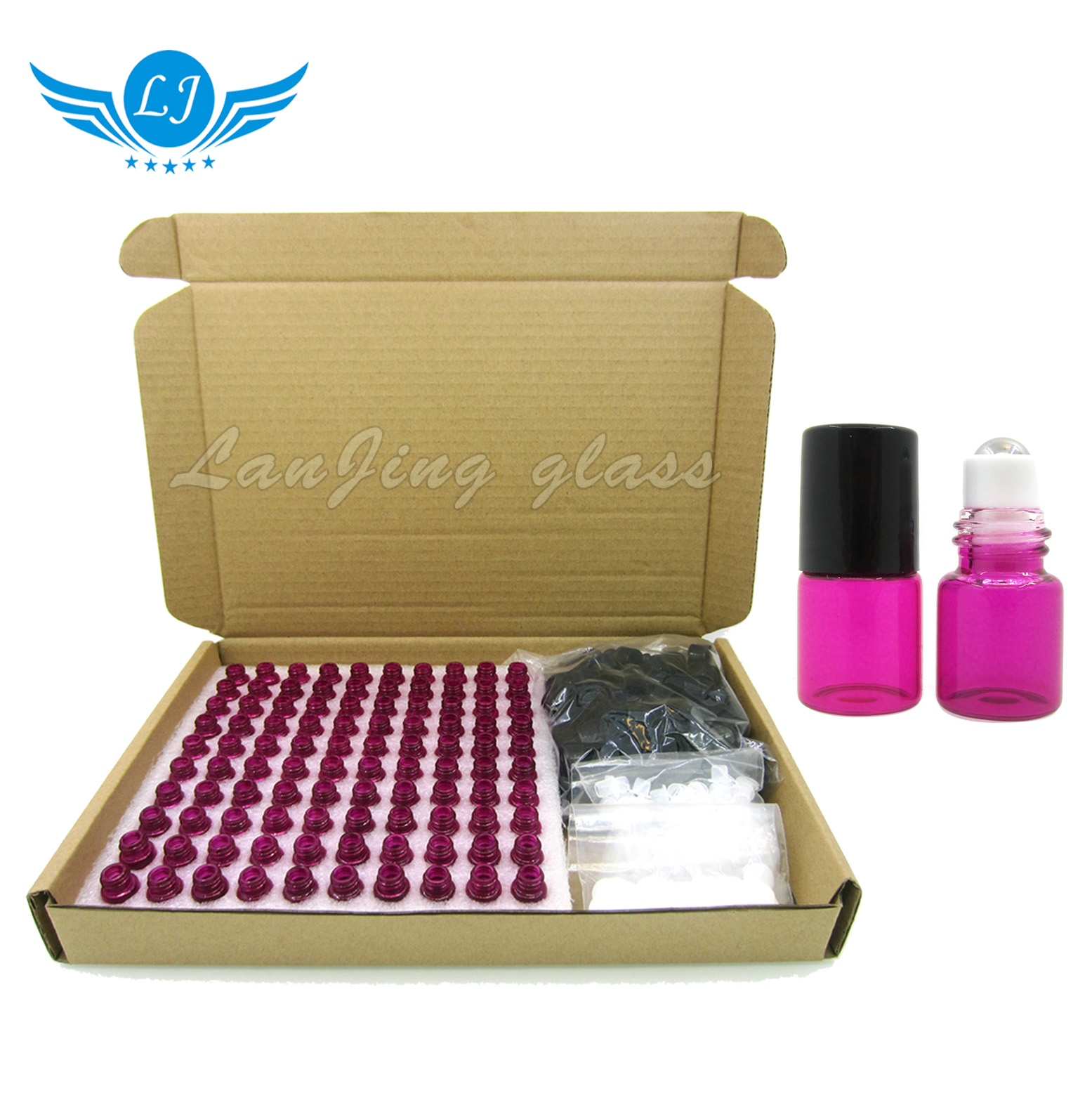 2ML 3ml 5ml Roll-On Empty Glass Bottle Clear Brown Color Rollon Metal Roller Ball Bottle