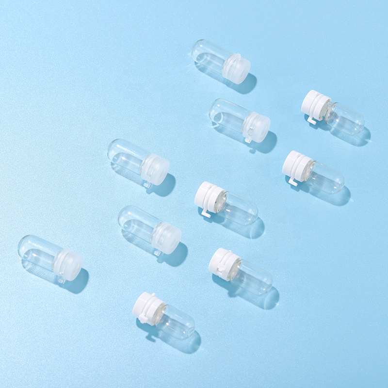 2ML clear glass vial round bottom test tube bottle with tear cover plastic lid for packaging