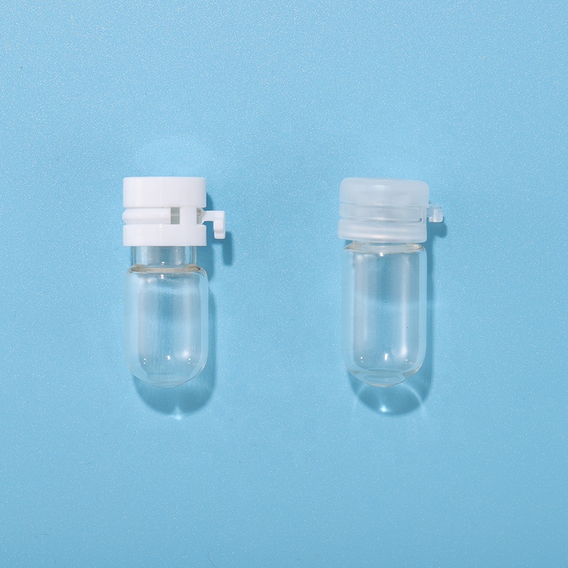 2ML clear glass vial round bottom test tube bottle with tear cover plastic lid for packaging