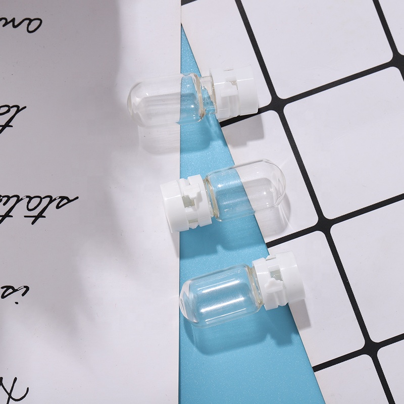 2ML clear glass vial round bottom test tube bottle with tear cover plastic lid for packaging