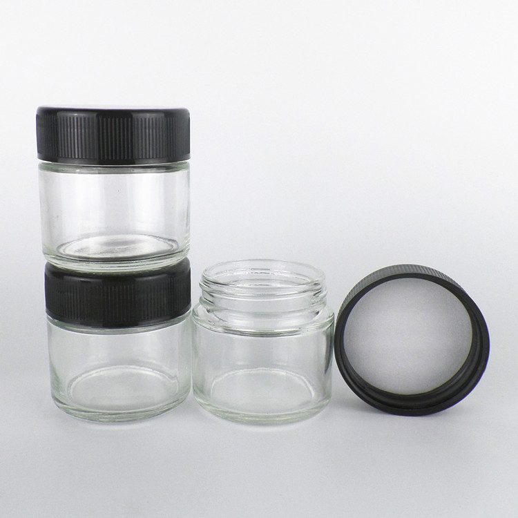 2OZ 3OZ Large hemp container jars wide mouth screw cap childproof 30ml 100ml glass jar with lid