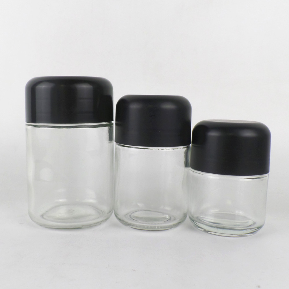 2OZ 3OZ Large hemp container jars wide mouth screw cap childproof 30ml 100ml glass jar with lid