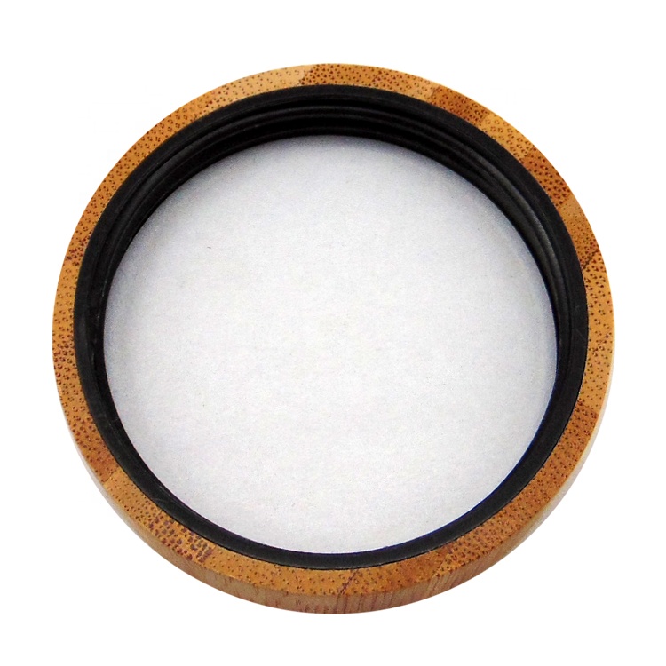 2OZ 60ML Airtight Black Cosmetic Container Glass Jar With Wooden Bamboo caps