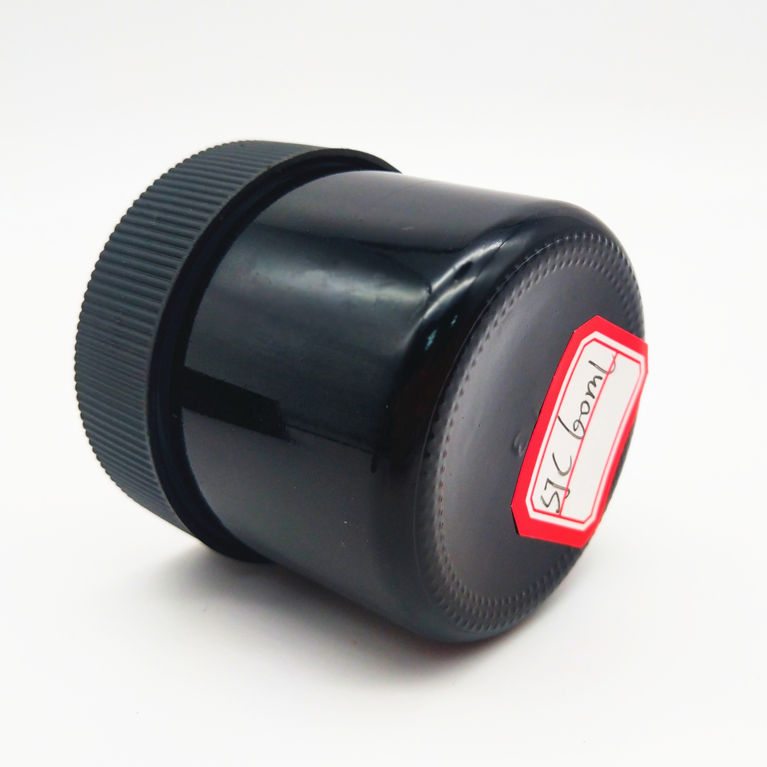 2OZ 60ML Airtight Black Cosmetic Container Glass Jar With Wooden Bamboo caps