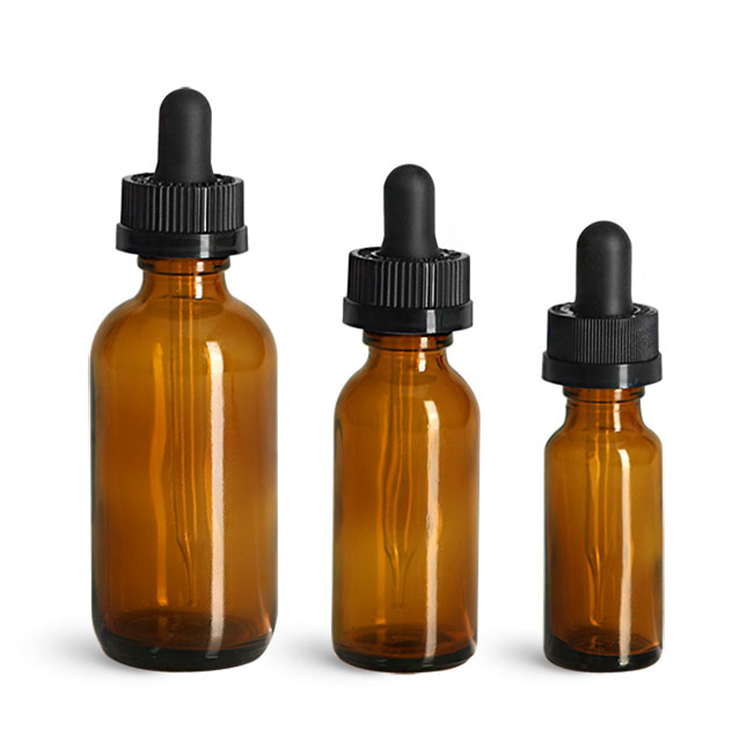 2OZ 60ml Boston amber glass dropper bottle with children's security cover