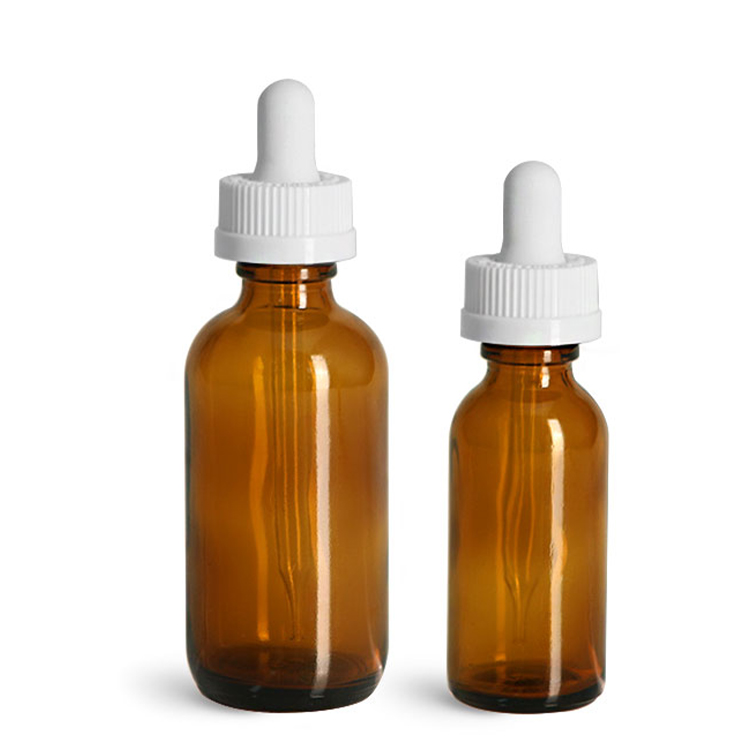 2OZ 60ml Boston amber glass dropper bottle with children's security cover