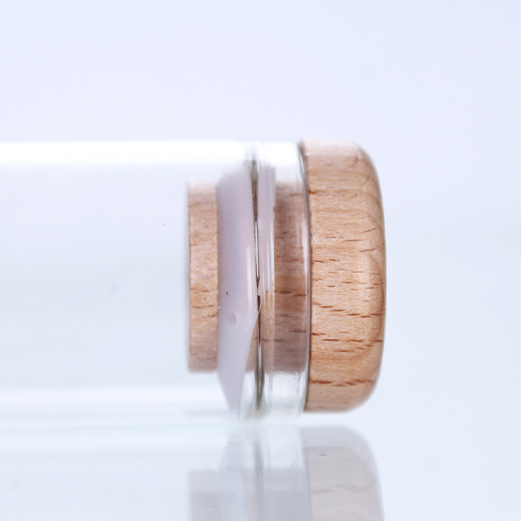 2OZ storage bottle 50ml glass tube with wooden lid for herb tea saffron packing glass jars and bottles