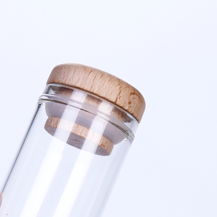 2OZ storage bottle 50ml glass tube with wooden lid for herb tea saffron packing glass jars and bottles