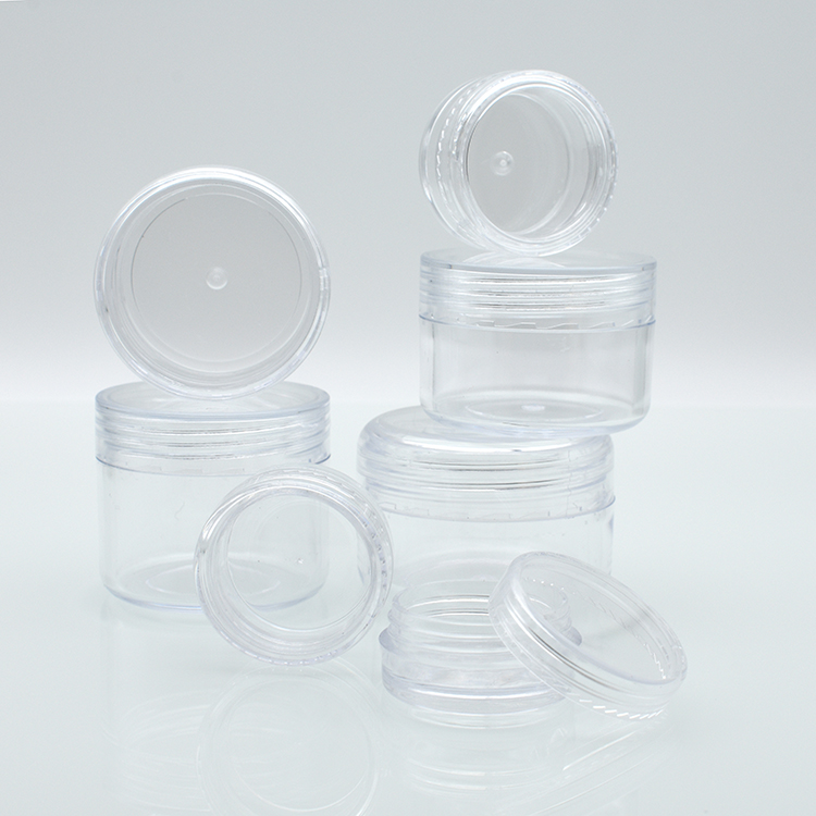 2g 2.5g 3g 5g 10g 20g clear PS plastic skincare cream jar round shape plastic cosmetic jar with plastic clear mix colors cap