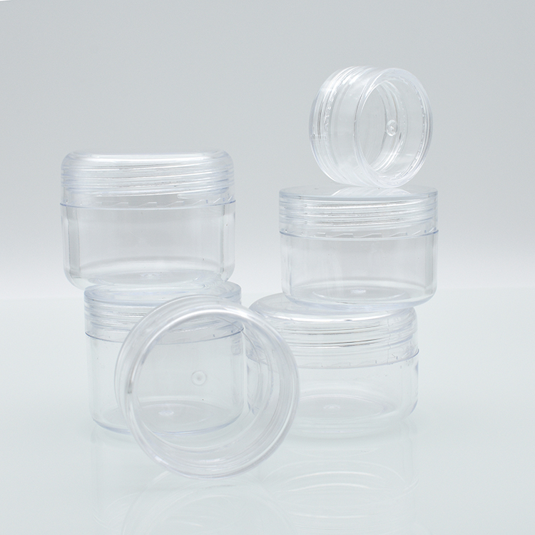 2g 2.5g 3g 5g 10g 20g clear PS plastic skincare cream jar round shape plastic cosmetic jar with plastic clear mix colors cap