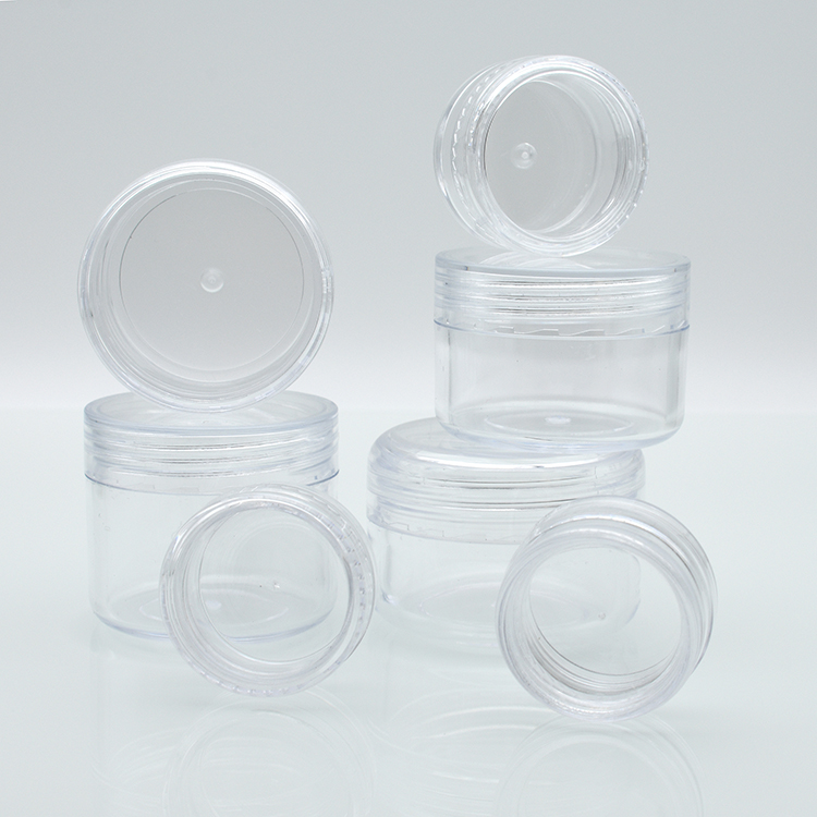 2g 2.5g 3g 5g 10g 20g clear PS plastic skincare cream jar round shape plastic cosmetic jar with plastic clear mix colors cap