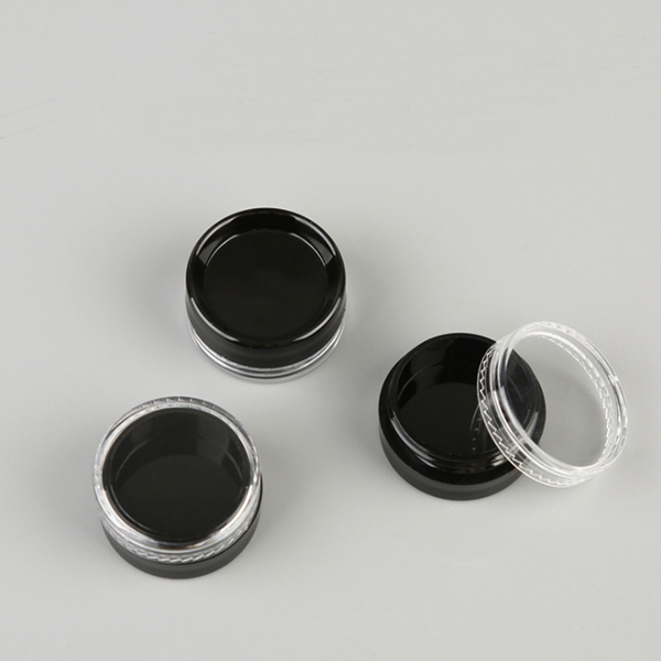 2g round black Plastic PS cream jar, eye shadow jar eye cream jar