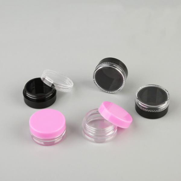2g round black Plastic PS cream jar, eye shadow jar eye cream jar