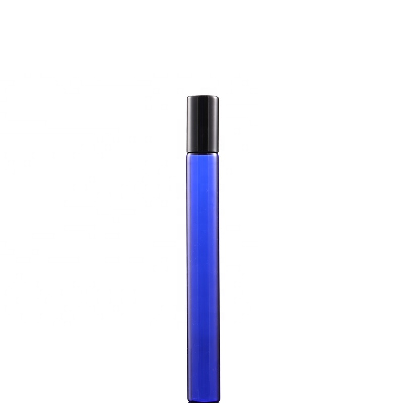 2ml 3ml 5ml 10ml 12ml small blue glass roll on bottle with black cap for essential oil fragrance sampler collection