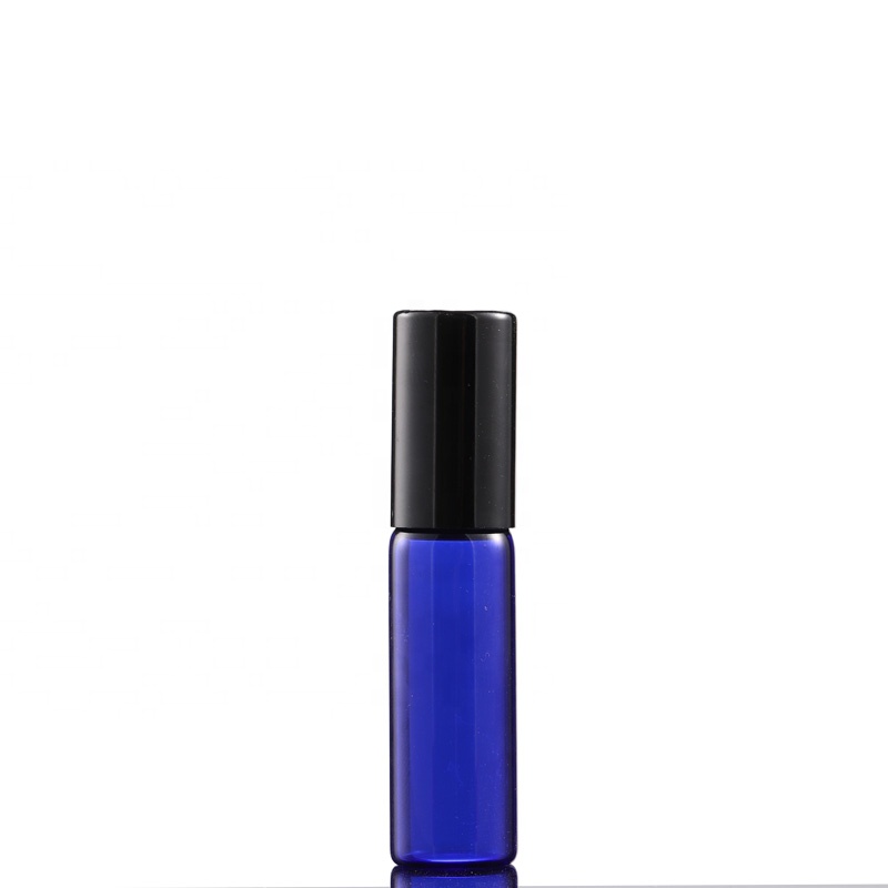 2ml 3ml 5ml 10ml 12ml small blue glass roll on bottle with black cap for essential oil fragrance sampler collection