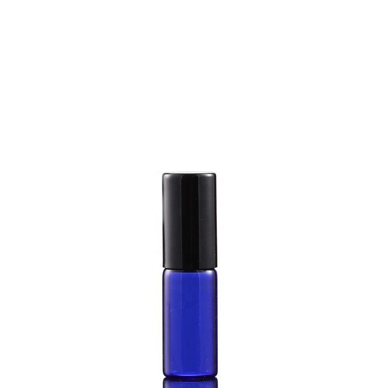 2ml 3ml 5ml 10ml 12ml small blue glass roll on bottle with black cap for essential oil fragrance sampler collection