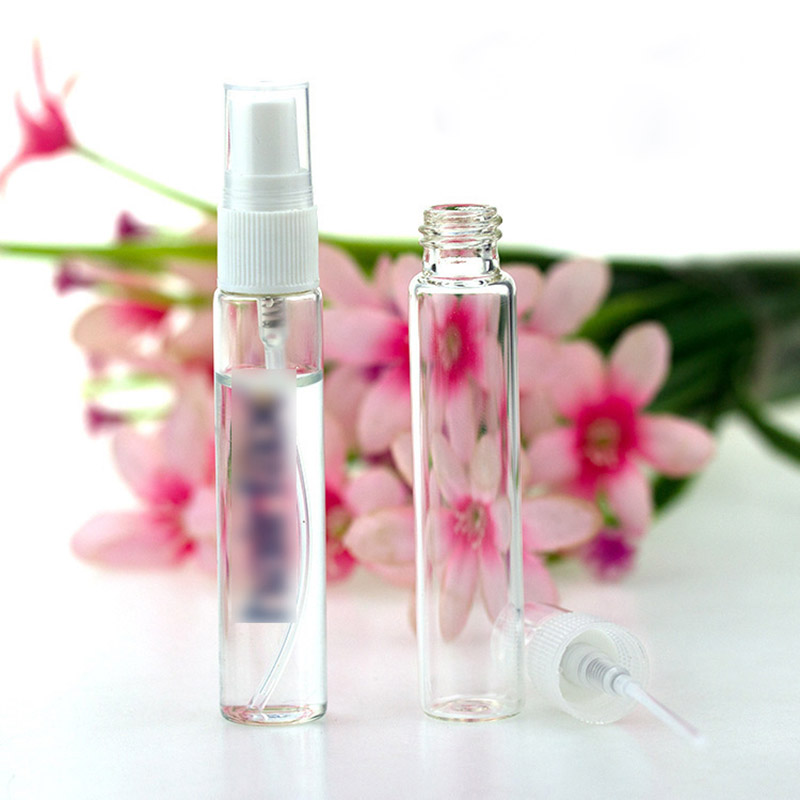 2ml 3ml 5ml 10ml Transparent Mini Spray Glass Diffuser Bottle Empty Round Perfume Glass Bottles with Plastic Cap