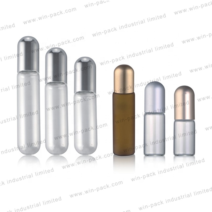 2ml 3ml 5ml 8ml 10ml  glass roll on bottle for perfume essential oil wholesale with silver round cap and metal roller ball