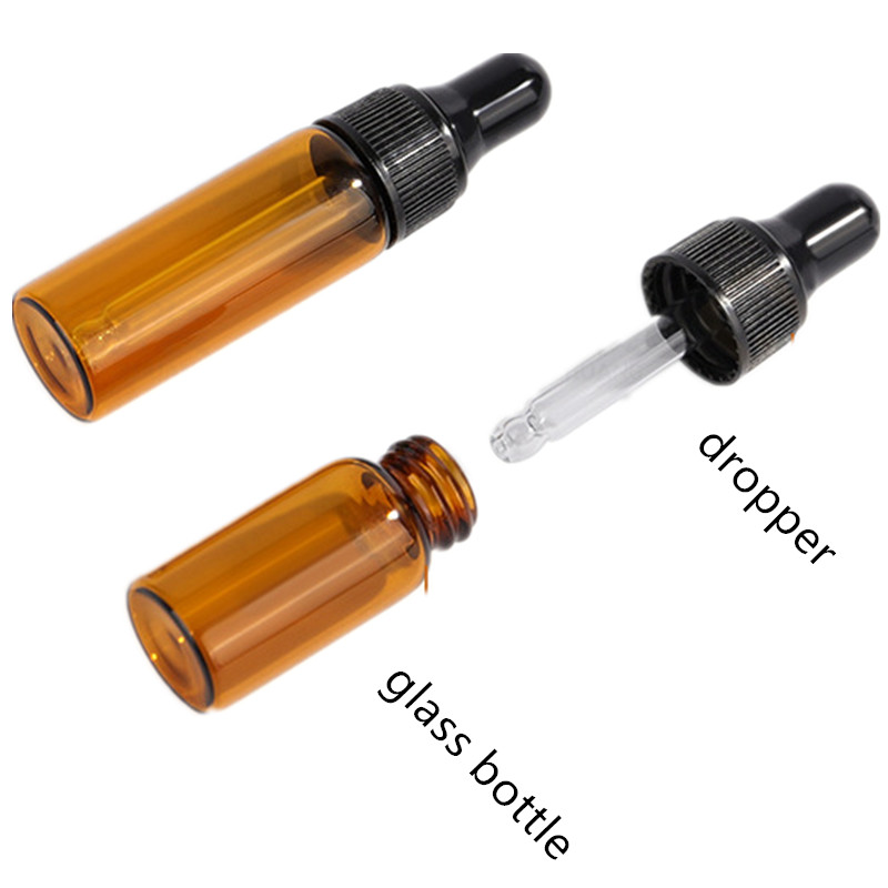 2ml 3ml 5ml Amber Glass Essential Oil Amber vial Small Bottle With Dropper