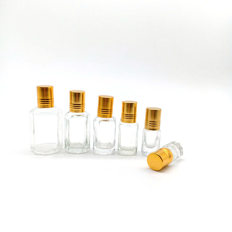 2ml 3ml 6ml 10ml 12ml 20ml 60ml octagon attar Glass Perfume essential oil roller ball bottles with plastic glass stainsteel